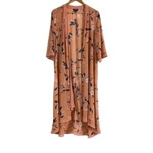 Torrid Peach Floral Floral Sheer Duster Kimono Women’s 0/00